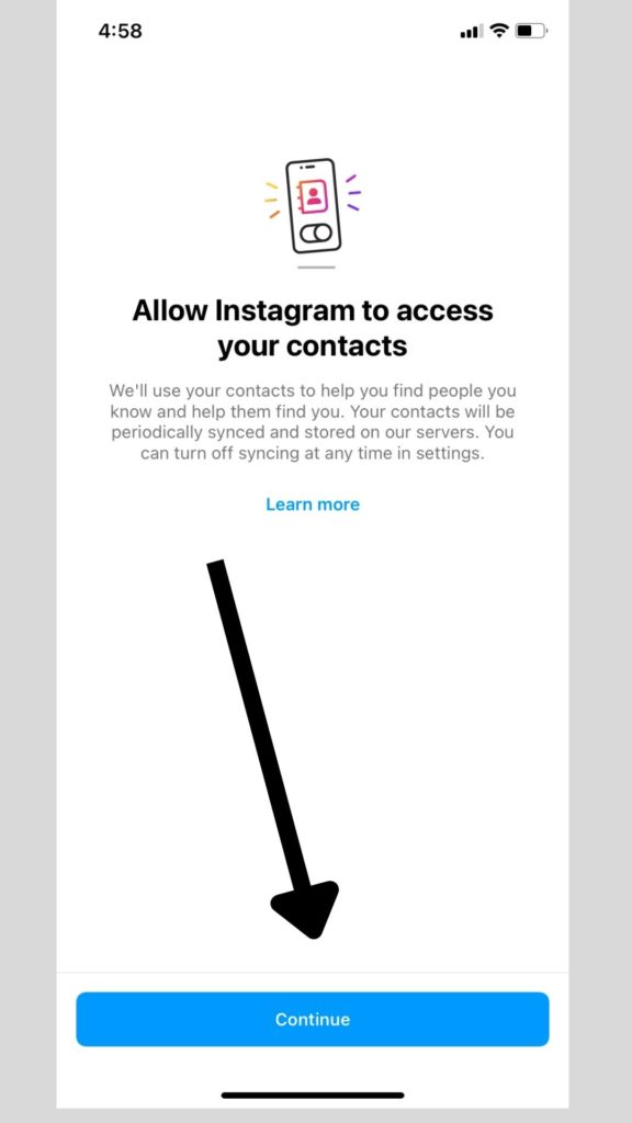 Instagram Contacts access